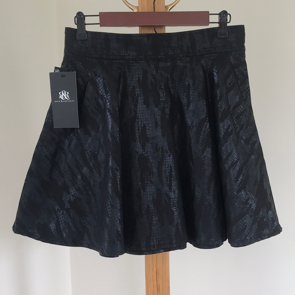 Rock & Republic Snakeskin-Print Skater Skirt